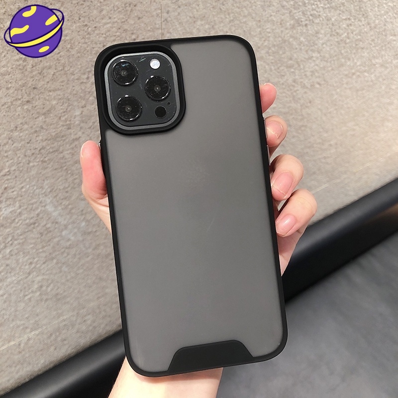 Ốp Điện Thoại Màu Đen Trong Mờ Họa Tiết Không Gian Cho IPhone 11 12 13 Pro X XR XS Max 6 6s 7 8 Plus SE2020