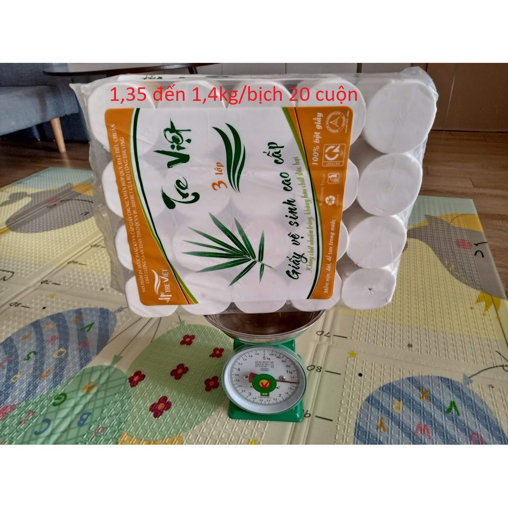 Giấy Vệ Sinh 3 Lớp Siêu Dai Không Lõi, nặng 1,4 đến 1,45kg/1 bịch 20 cuộn) Loại 1