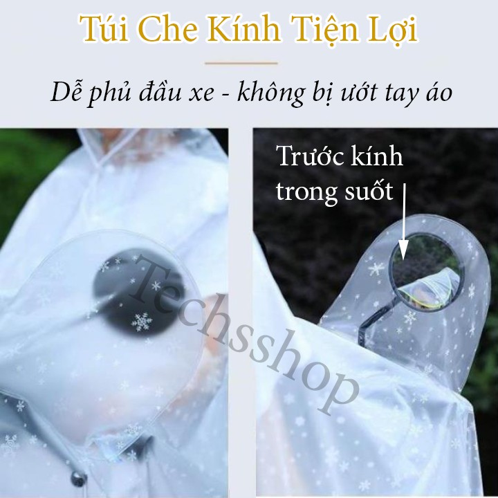 Áo Mưa Cánh Tròn 2 Đầu Có Nón Và Khẩu Trang Che Kính Chiếu Hậu Và Đèn Tiện Lợi Che Mưa