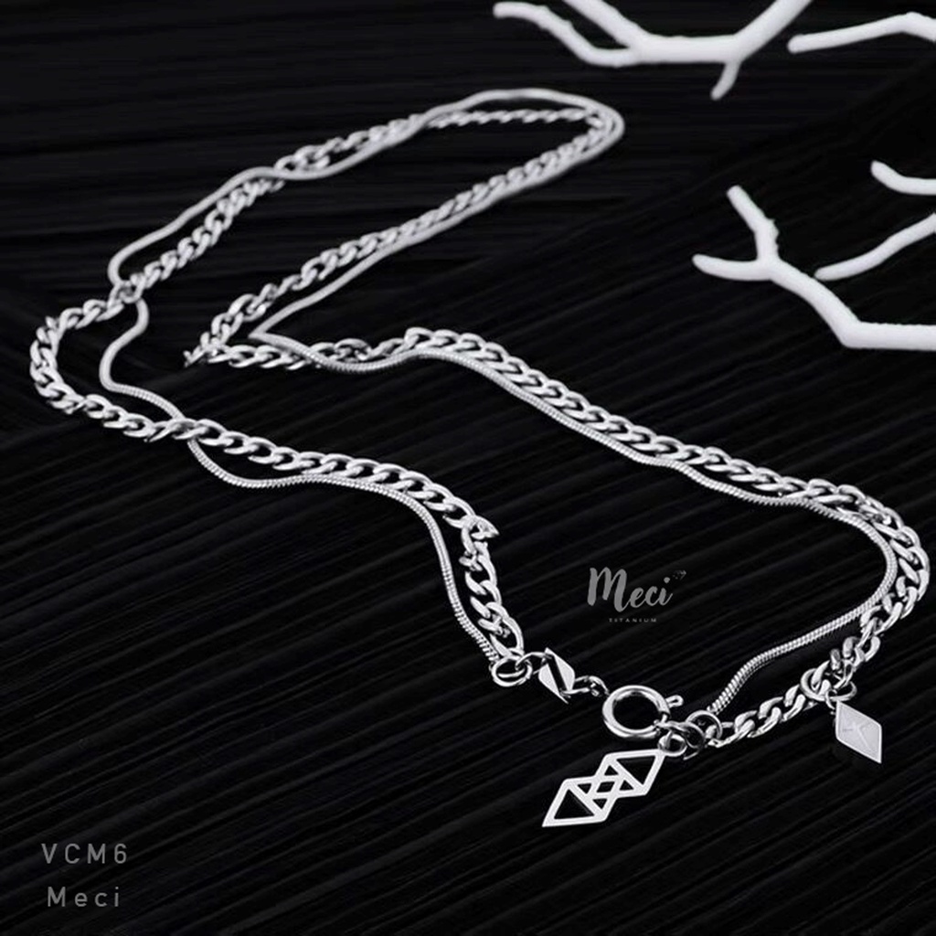 Dây chuyền mắt xích kép thép không gỉ titan VCM6, vòng cổ nam unisex trang sức MECI
