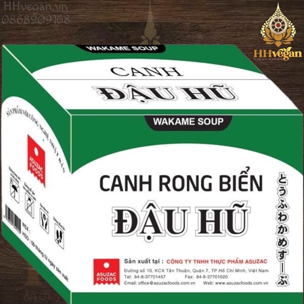 Canh rong biển ăn liền đậu hũ Asuzac - 1 hộp 48g có 12 gói - Thực phẩm chay bổ sung vitamin, canxi -  Đồ ăn liền healthy