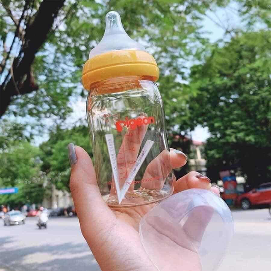 👶🏻Bình sữa Pigeon 160ml cổ rộng nhựa an toàn cho trẻ bú bình👶🏻