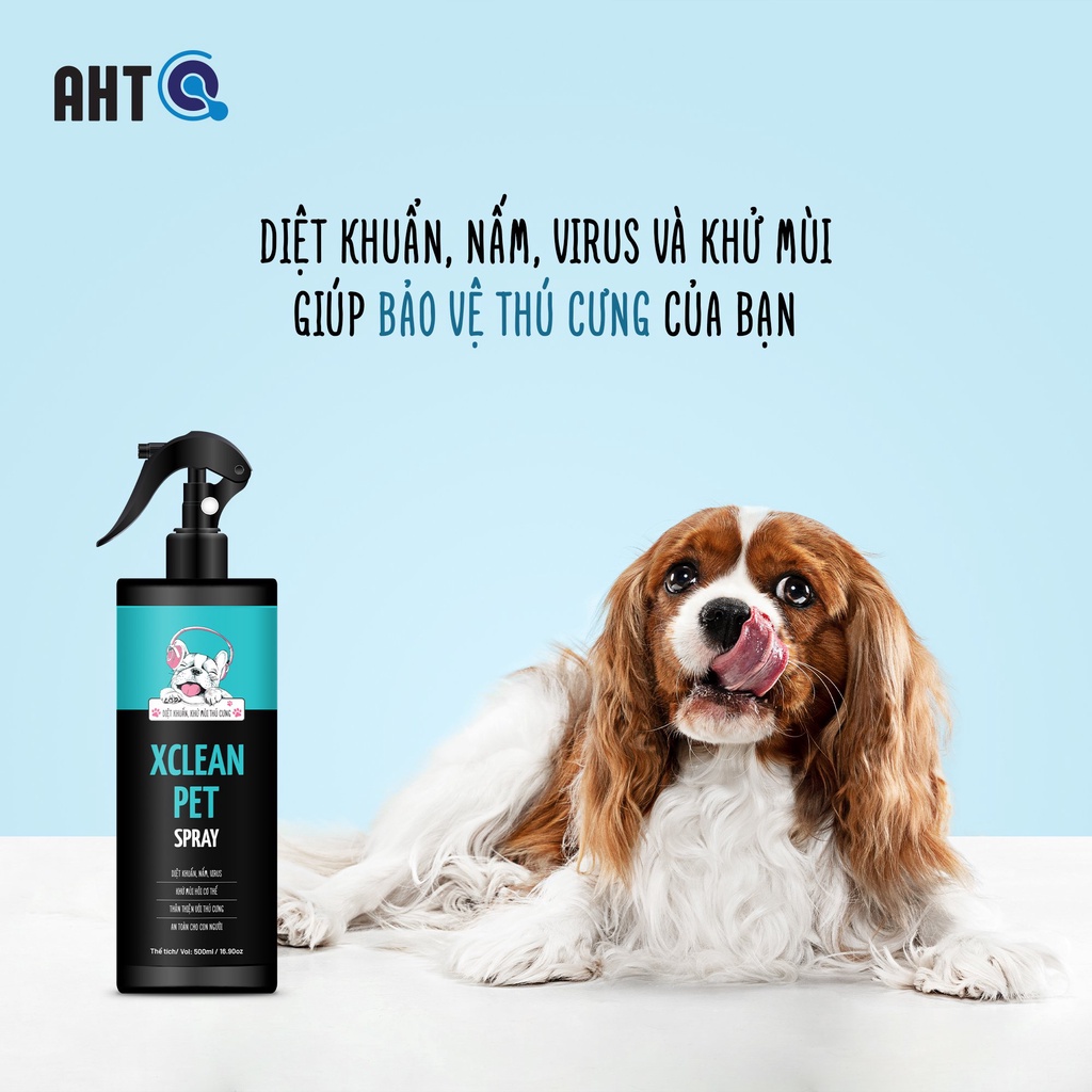 Chai xịt khử mùi hôi thú cưng, khử mùi chó mèo, khử mùi nước tiểu chó mèo, cát vệ sinh-Nano Xclean Pet 500ml