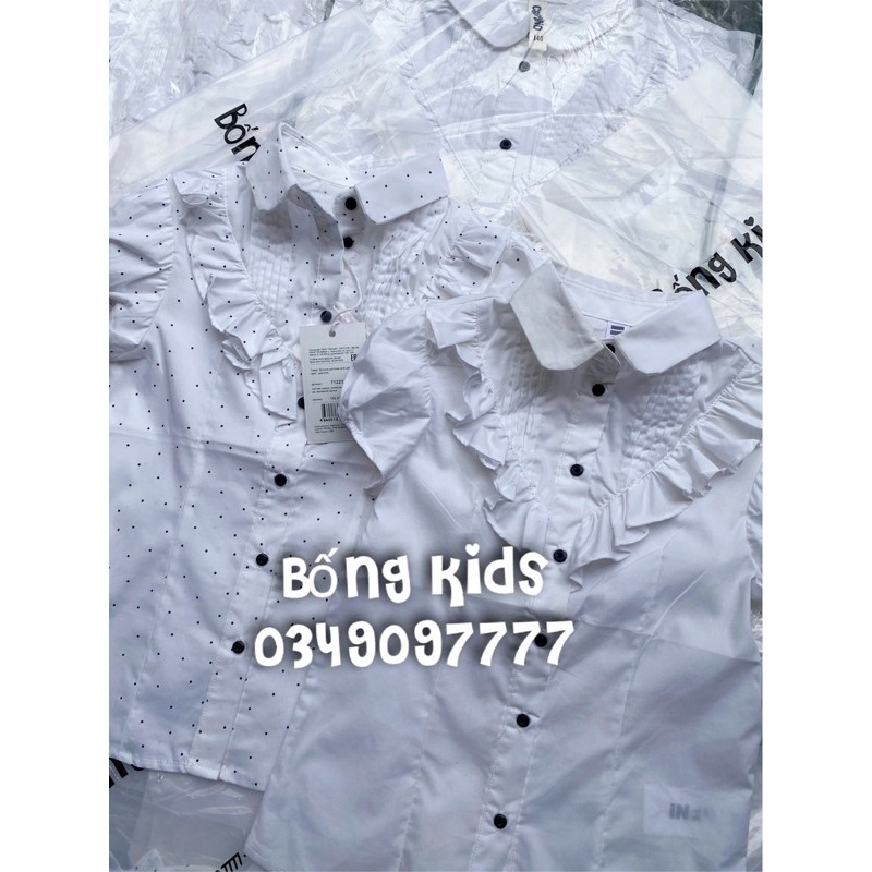 Áo Sơ Mi Bé Gái Xếp Ly Tay Bồng Trắng Crespino&amp;Infunt