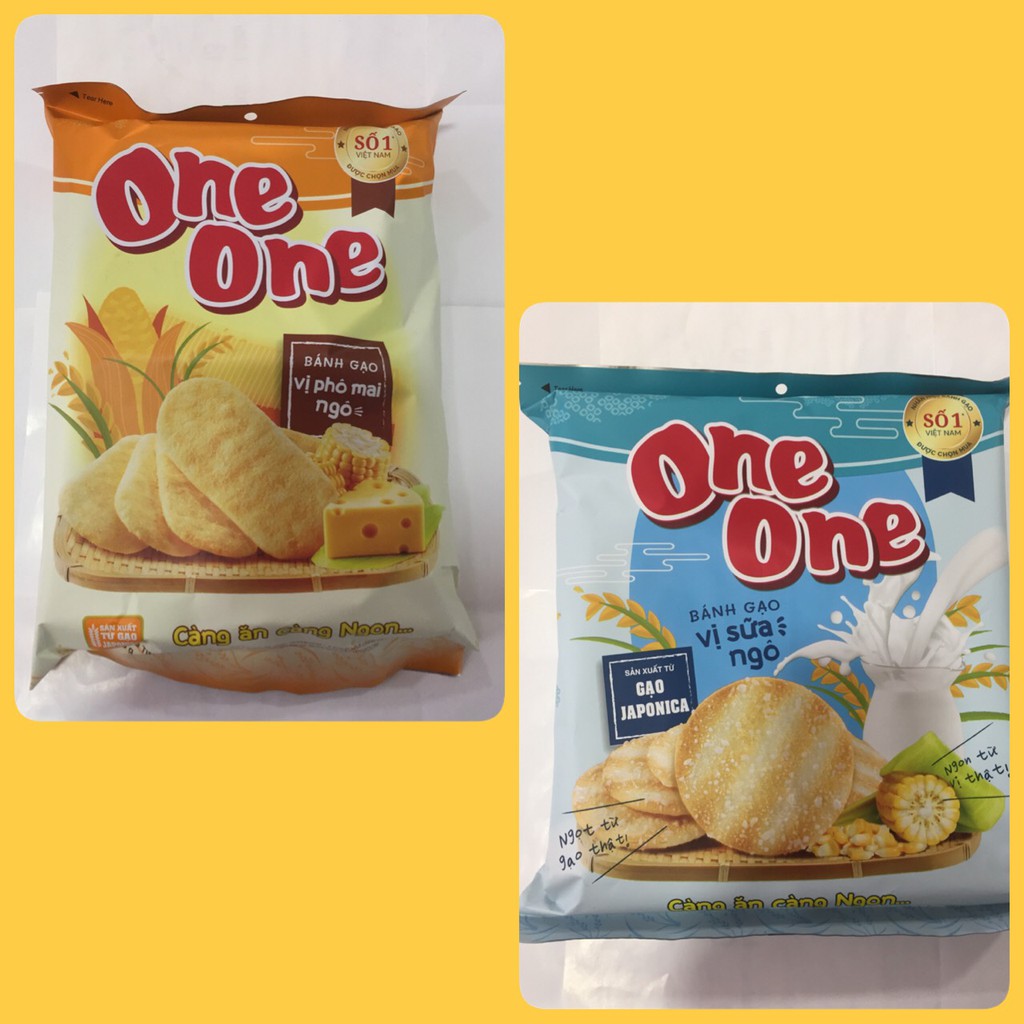 Bánh gạo One One vị phô mai ngô - Vị sữa ngô nhãn hiệu bánh gạo số 1 Việt Nam được chọn mua.