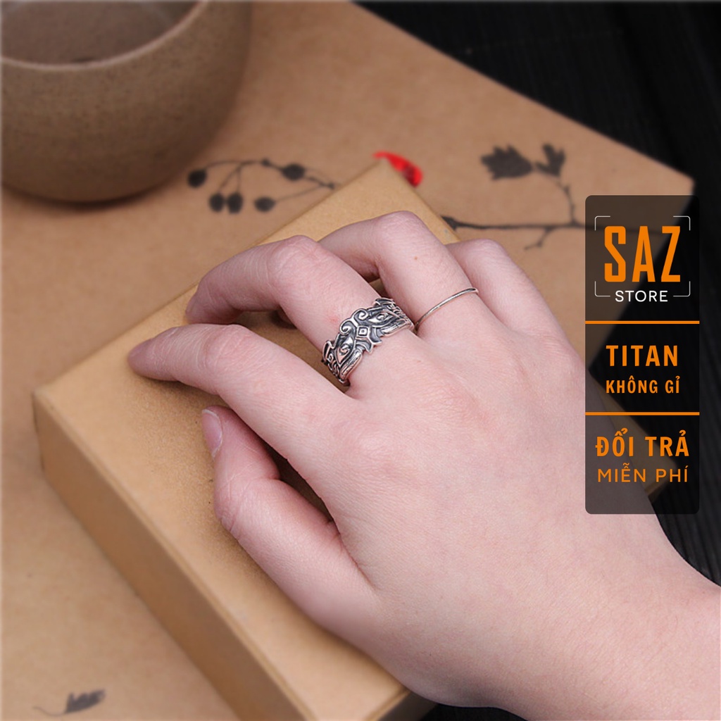Nhẫn nam nữ tròn Unisex màu bạc Thời trang SAZ chất liệu Titan đẹp đơn giản - Nhẫn Yang Ring