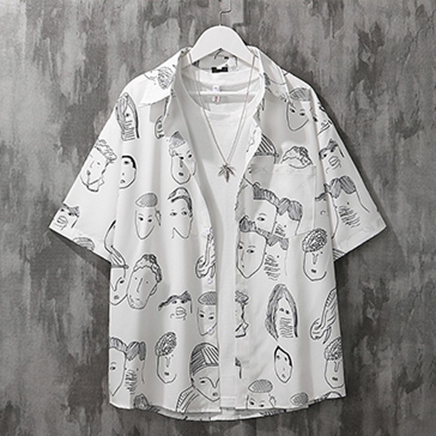 Combo Áo Sơ Mi Ngắn Tay Hoạ Tiết Mặt Người Hàn Quốc Kết Hợp Quần Tây Âu Dáng Baggy (Tặng Dây Lưng) SOMI 37 + JOGGER 66 B | BigBuy360 - bigbuy360.vn