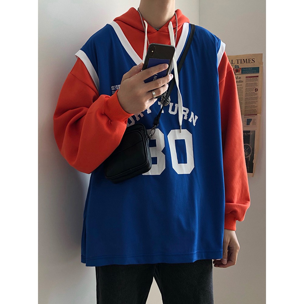 Áo hoodie nam giả 2 lớp áo bóng rổ mùa đông style hiphop cho nam | BigBuy360 - bigbuy360.vn