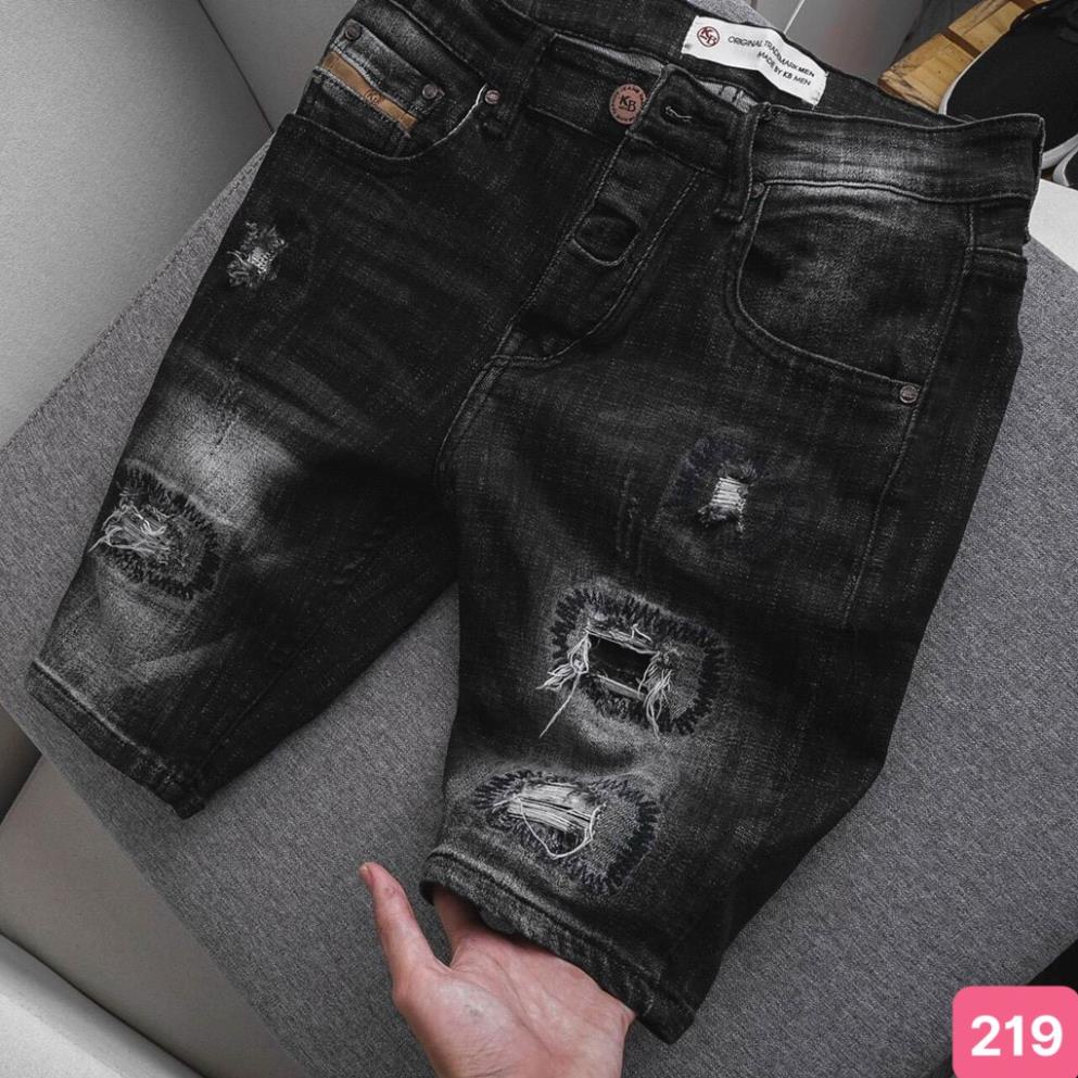 Quần short đùi jean nam xám đen rách gối chất bò cao cấp co dãn 4 chiều cực đẹp, quần rin nam HD099 Nhiều Mẫu Mới *