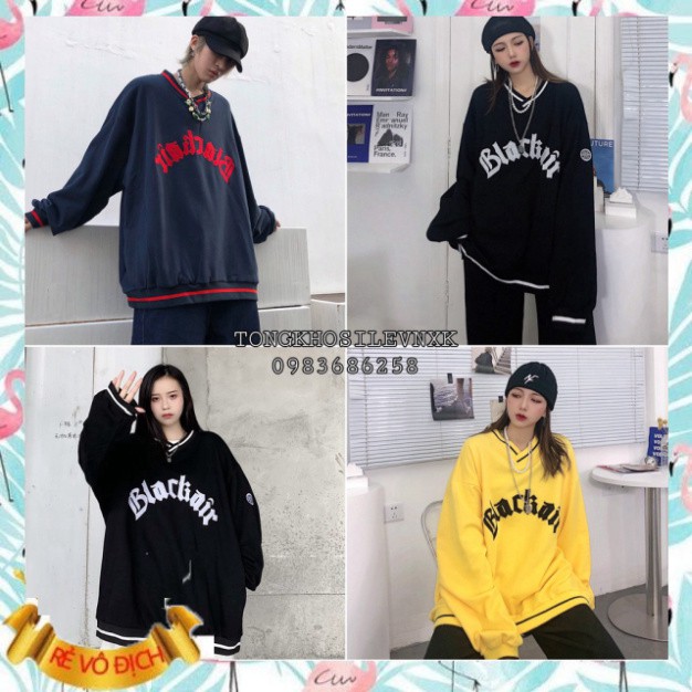 (mới) ÁO SWEATER NỈ BLACKAIR CỔ V VIỀN CỔ UNISEX VÀNG XANH ĐEN - ÁO NỈ TÀU BLACK AIR NAM NỮ ULZZANG THU ĐÔNG 2020