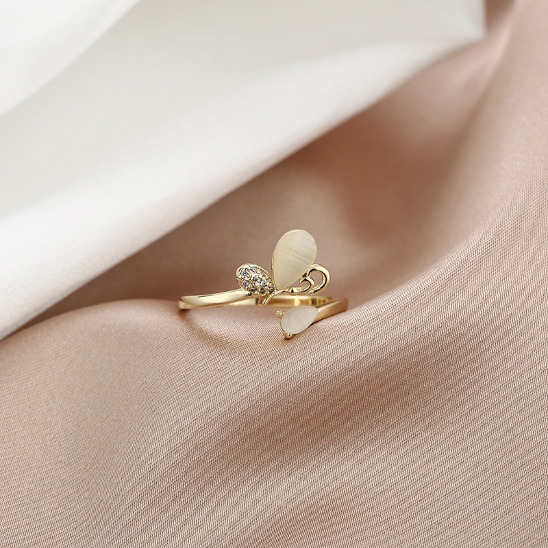 Nhẫn hở đính đá mắt mèo phong cách Hàn Quốc thời trang sang trọng cho nữ