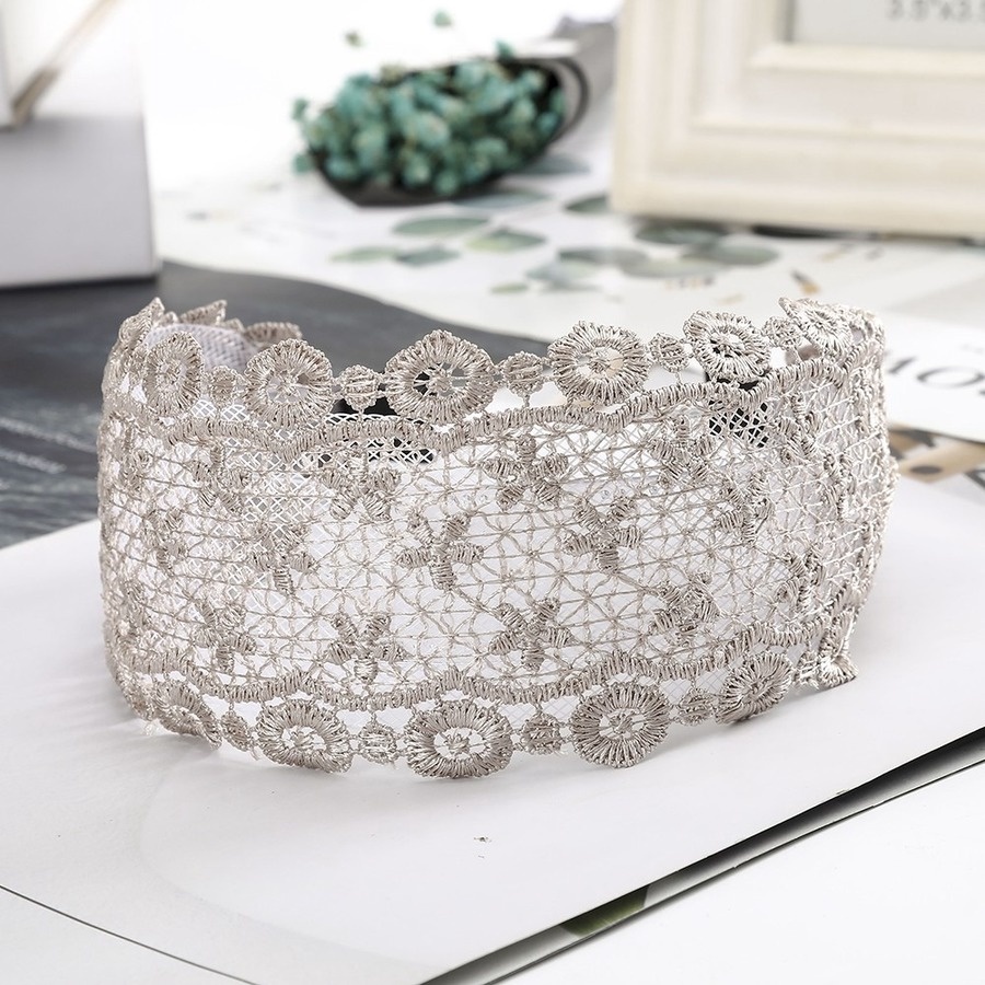 Băng đô cài tóc bản rộng phối lưới phong cách Hàn Quốc thời trang dành cho nữ