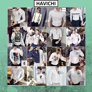 Áo sơ mi nam 💝FREESHIP💝 Áo sơ mi nam trắng công sở thêu họa tiết đẹp nhiều mẫu thoáng mát mềm mịn, không nhăn nút đen.