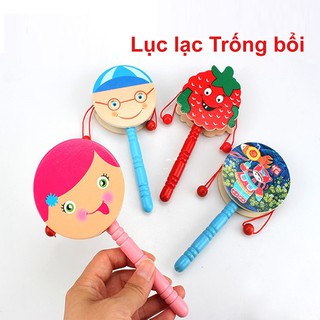 Lục lạc Trống Bổi Gỗ Cho Bé Nhiều Hình Dễ Thương