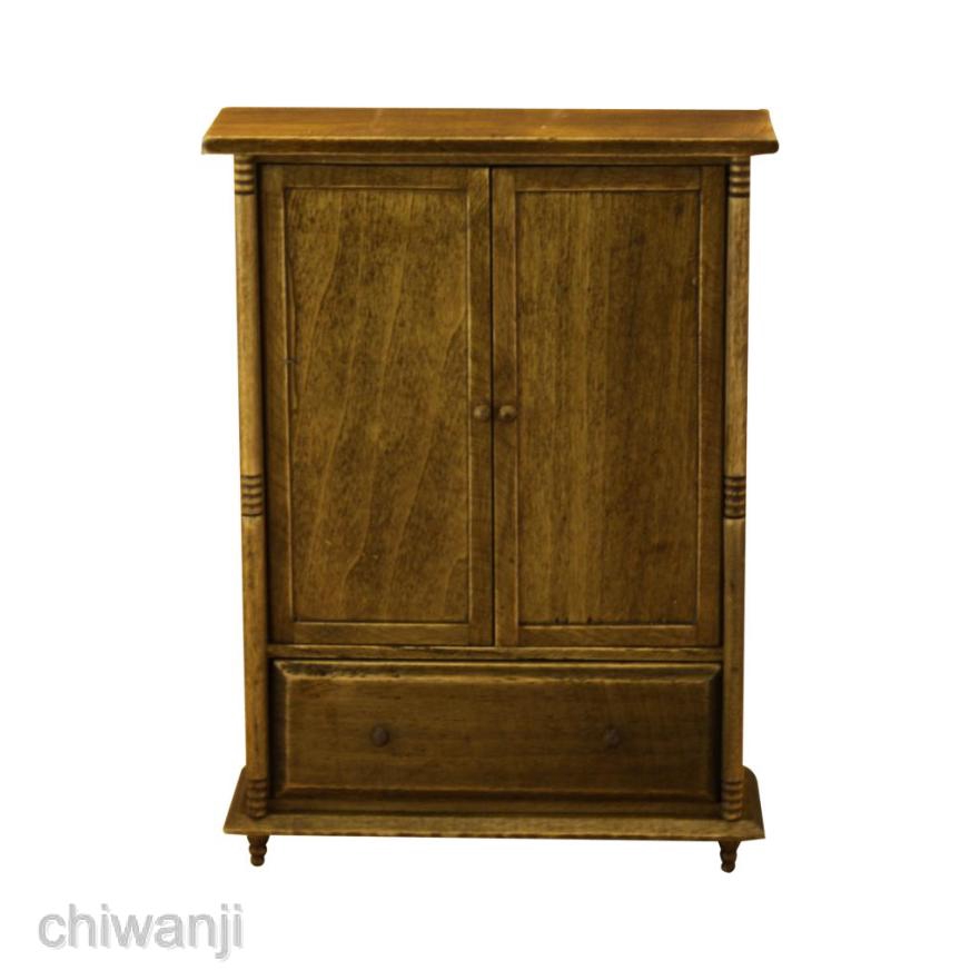 Tủ Quần Áo Bằng Gỗ Phong Cách Vintage Tỉ Lệ 1: 12 Trang Trí Nhà Búp Bê