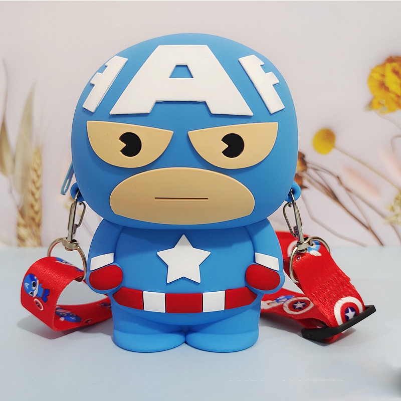 Ví Đựng Tiền Xu Bằng Silicon Họa Tiết Spiderman Iron man Kỳ Lân Dễ Thương