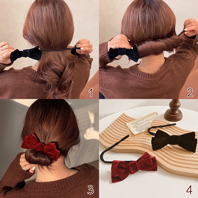 Kẹp Tóc Hình Nơ Bằng Nhung Dễ Thương Xinh Xắn Cho Nữ