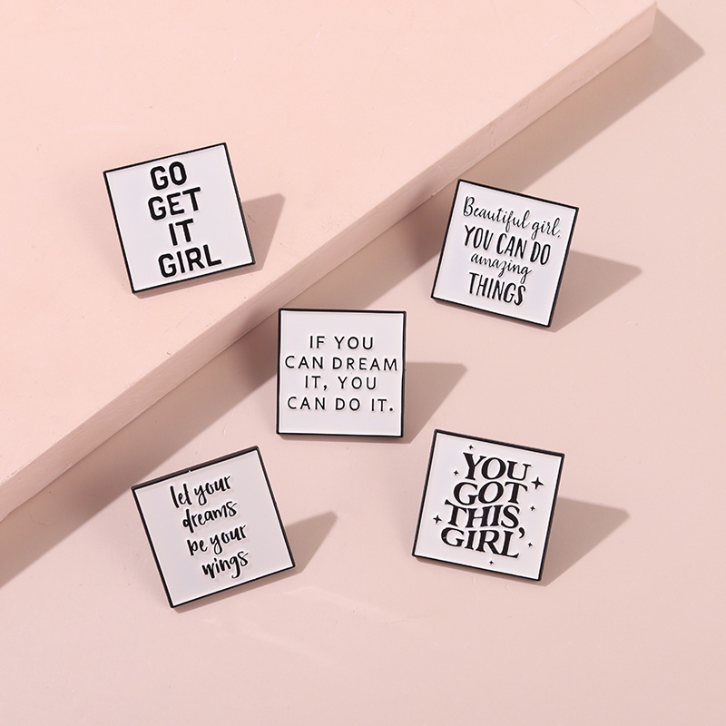 Ghim cài áo hình chữ Dreams Go Get It bằng kim loại tráng men