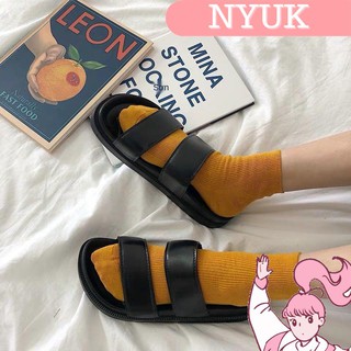 【Giao hàng 24H】 NYUK Korean version of i retro slippers, thick-soled beach shoes, outer sandals