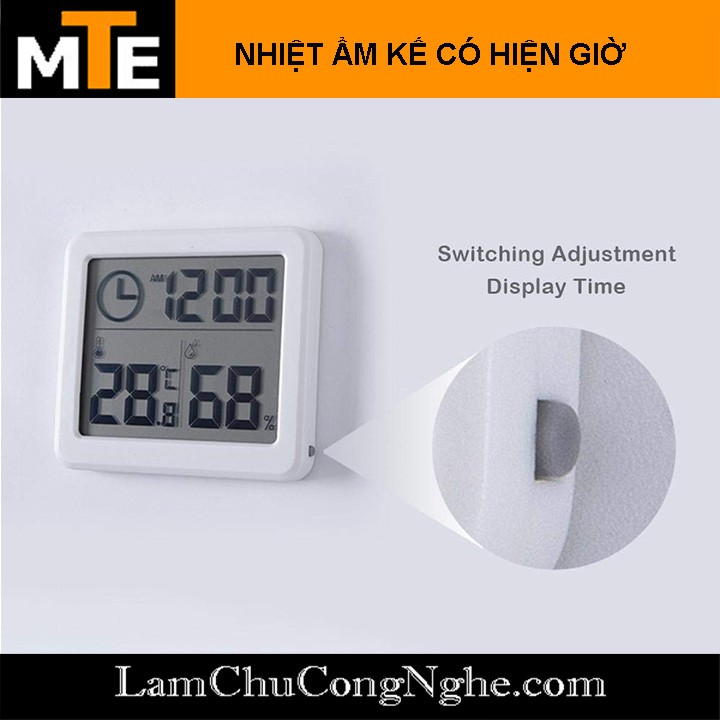 Đồng hồ đo nhiệt độ độ ẩm kèm thời gian thực hiển thị LCD - nhiệt kế, ẩm kế