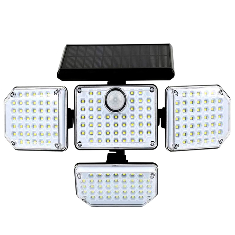 Đèn Năng Lượng Mặt Trời 4 Đầu IP65 Xoay 360 Độ° Đèn Đường Cảm Biến Chuyển Động Góc Rộng (3 Chế Độ)