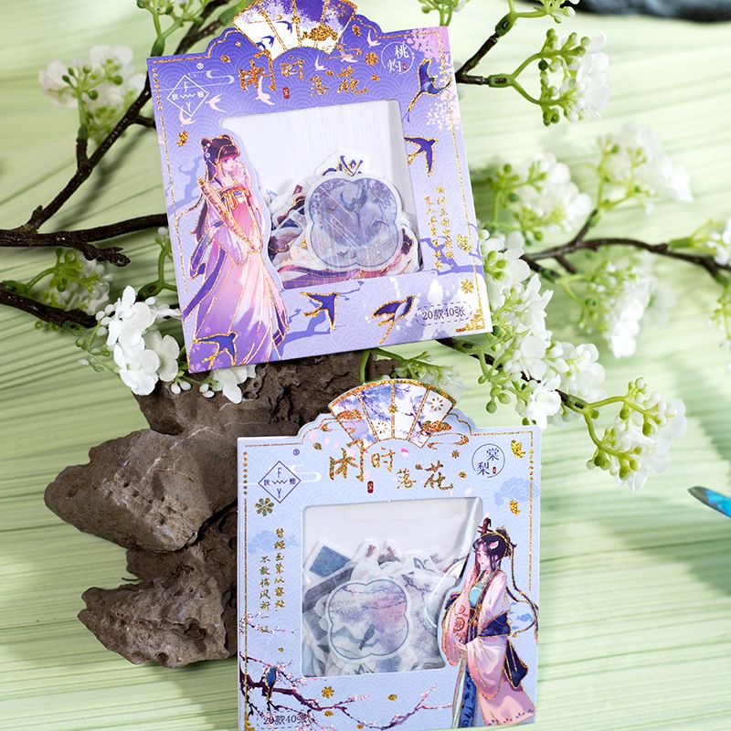 Sticker cổ trang - nhãn dán trang trí - ánh kim - Sênh Ca Lệnh - 1 pet x 40 tờ