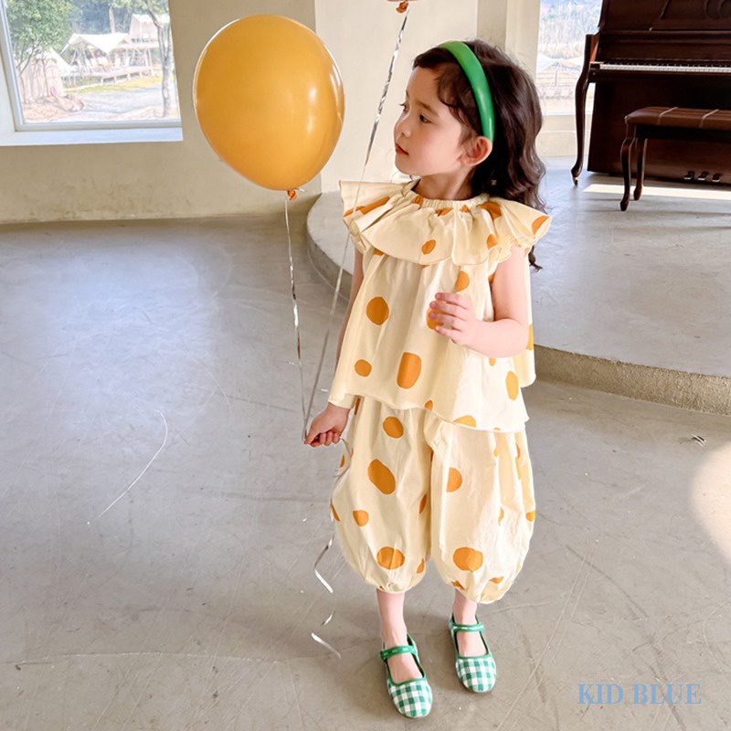Bộ Áo Sơ Mi Cổ Lá Sen + Quần Short Đáng Yêu Thời Trang Mùa Hè Cho Bé Gái