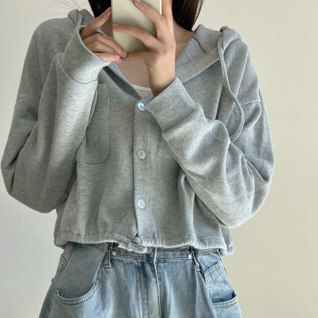 Áo Khoác Cardigan Mỏng Dáng Rộng Có Mũ Trùm Đầu Thời Trang Xuân Thu Mới