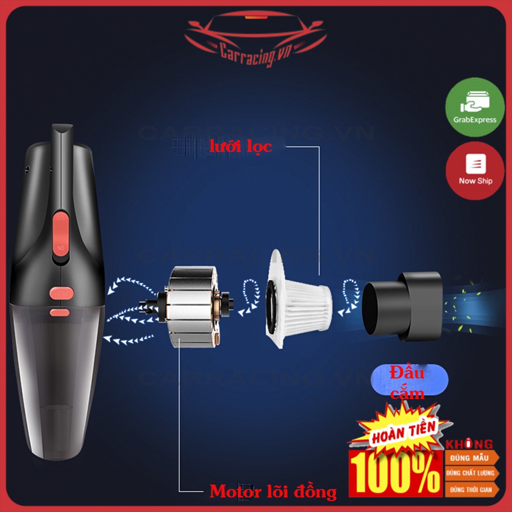 Máy Hút Bụi CARRACING Máy Hút Bụi Cầm Tay Không Dây và Có Dây Cho Ô Tô và Gia Đình - Phụ kiện nội thất  Xe Hơi | BigBuy360 - bigbuy360.vn