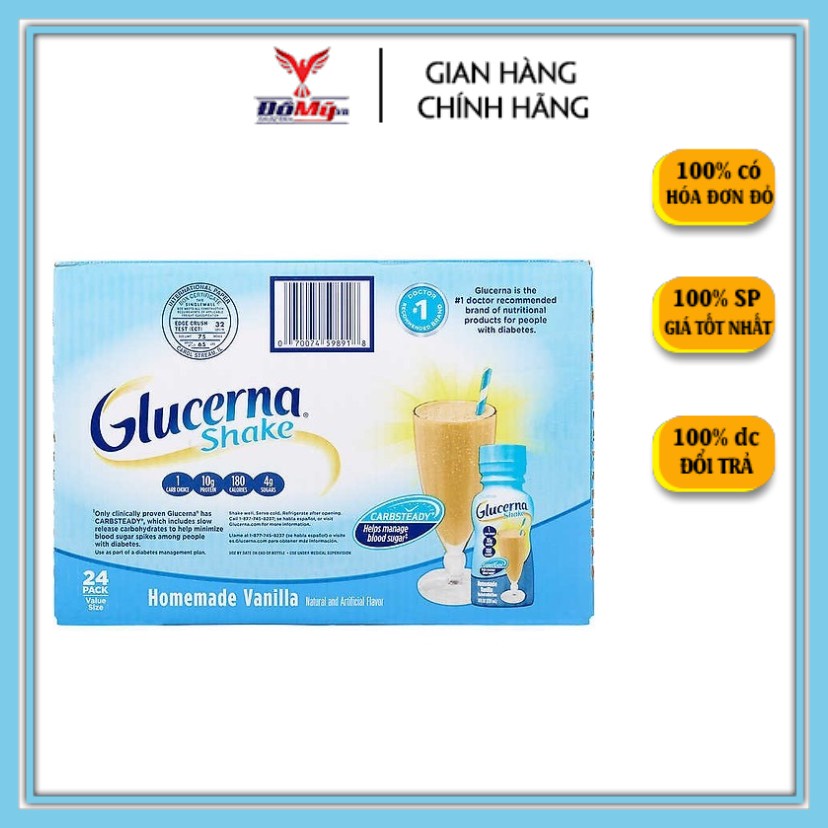 Thùng 24 lon Sữa nước Glucerna 237ml nhập từ Mỹ dành cho người bị bệnh tiểu đường