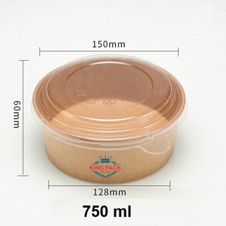 Kingpack - set 100 tô giấy kraft 750ml đã bao gồm nắp