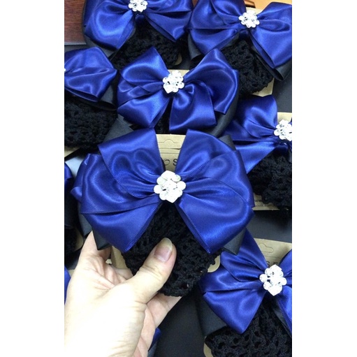 Kẹp lưới búi nơ đính đá ROSES Hair Accessories