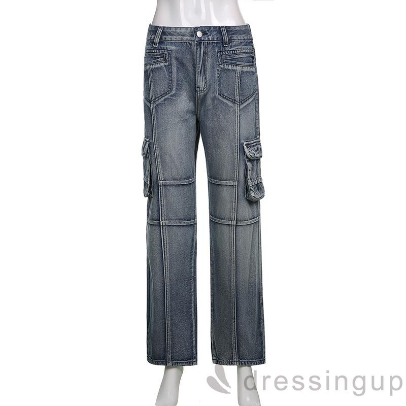 Quần dài ống đứng lưng cao màu xám thời trang xuân thu cho nữ