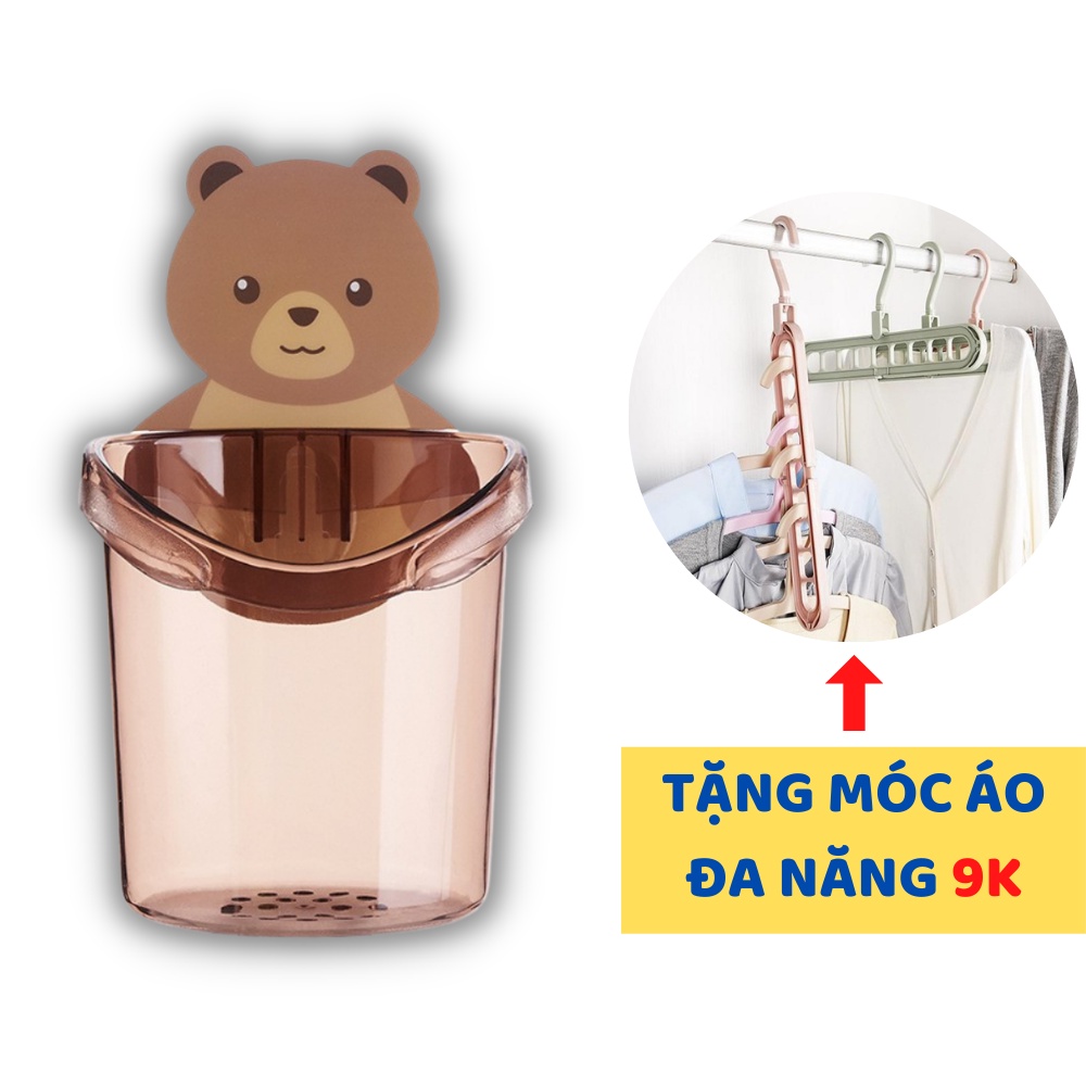 ⚡FREE SHIP⚡ Cốc Ly Gấu Đựng Bàn Chải Kem Đánh Răng Dán Tường Siêu Chắc Chắn Nhựa Cứng ABS Và Lớp Keo Chống Thấm Nước