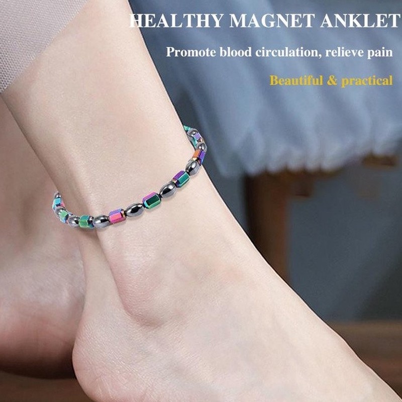 1 Vòng Đeo Chân Đá Hematite Nam Châm Nhiều Màu Sắc Giúp Giảm Đau Khớp Chăm Sóc Sức Khỏe