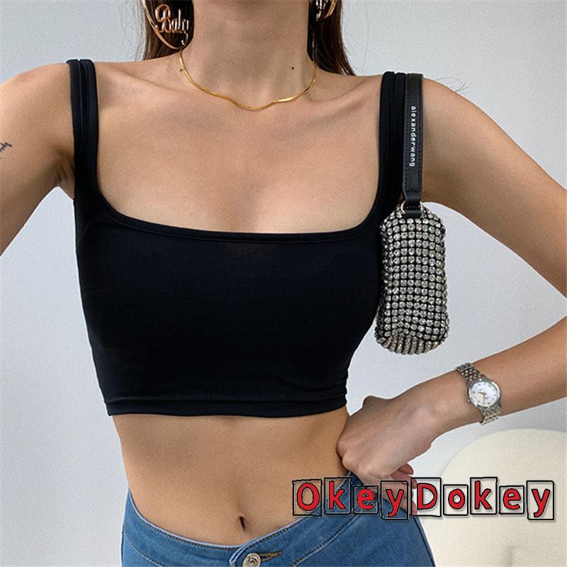 Áo Croptop Cổ Vuông Màu Trơn Dáng Ôm Dành Cho Nữ Tập Thể Dục