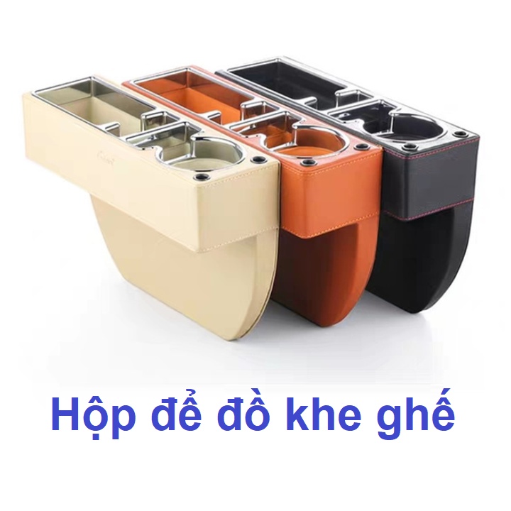 Hộp, khay đựng đồ khe ghế ô tô, chất liệu da PU cao cấp