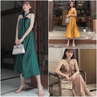 Đầm maxi cổ yếm 3 màu