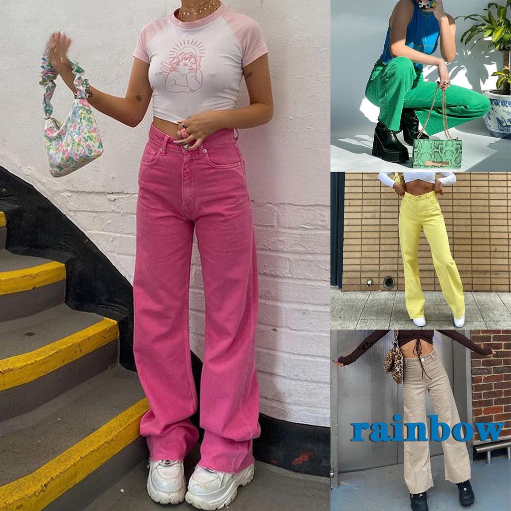Quần Jean Dài Ống Loe Màu Sắc Cầu Vồng Thời Trang Dành Cho Nữ 4 Màu Lựa Chọn | BigBuy360 - bigbuy360.vn