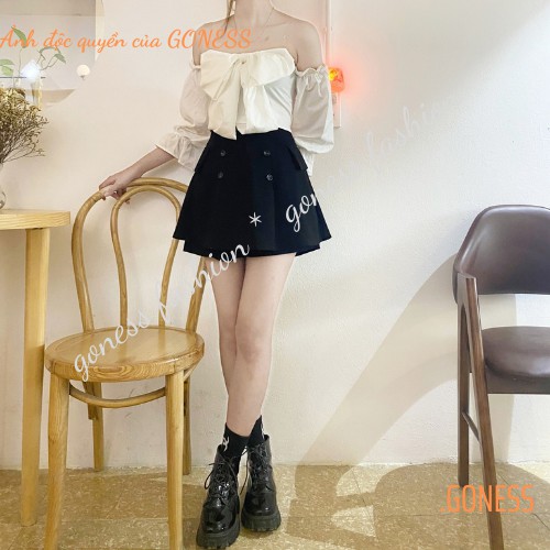 Chân váy ngắn Goness thời trang phối 6 cúc có quần trong thời trang trẻ trung dành cho nữ | BigBuy360 - bigbuy360.vn
