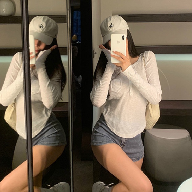 Áo thun COZOKC dài tay màu đơn giản thời trang