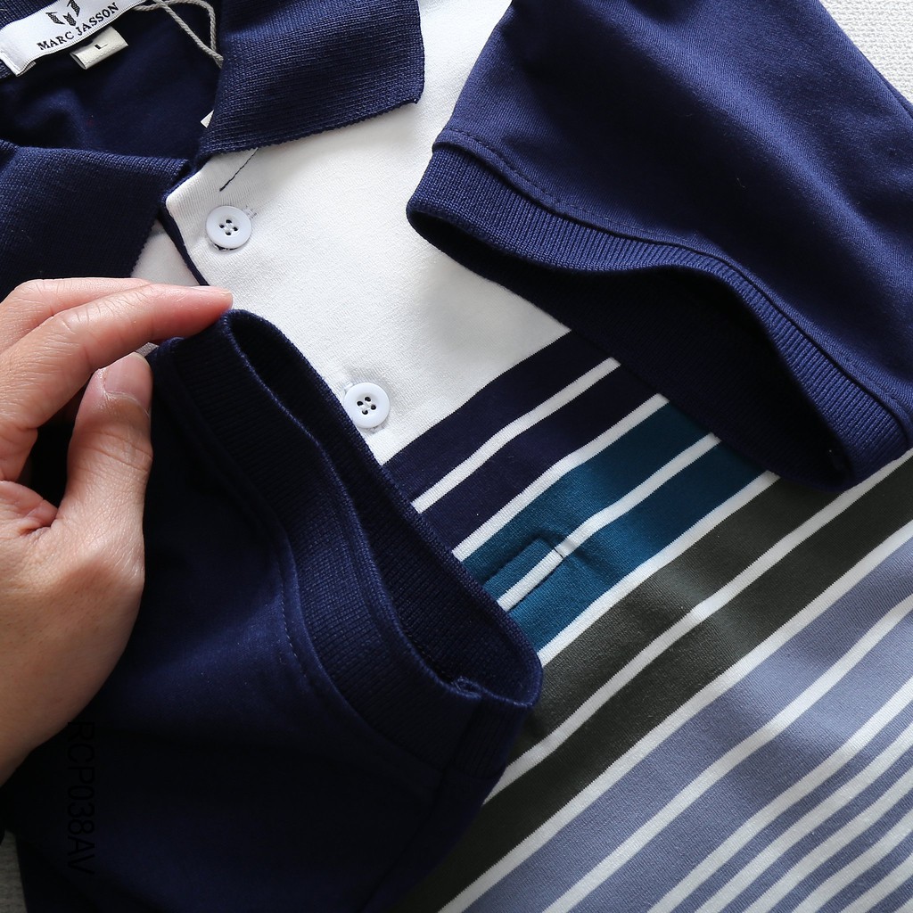 Áo phông nam có cổ sọc ngang cao cấp Marc cực đẹp RCP038AV - áo thun nam trung niên Riooshop | BigBuy360 - bigbuy360.vn