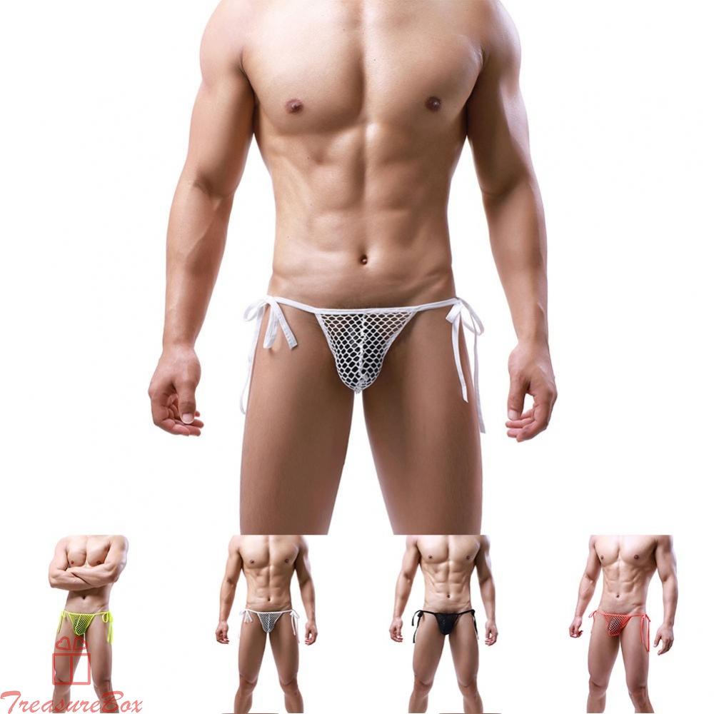 Mens Sexy Mesh Net See Through Underwear Thong Bikini Briefs G-String Knickers