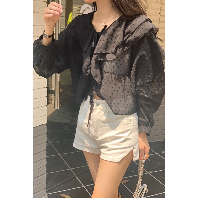 Áo voan chấm bi bánh bèo