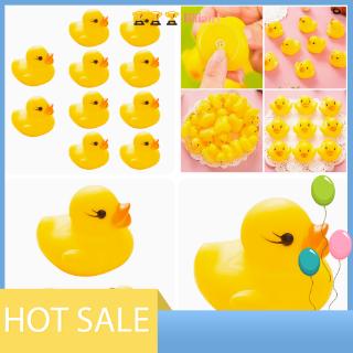 [lillian1] 10pcs/set Yellow Du Baby Bath Toys PVC Ruer Mini Dus Baby Playing Water Bath Shower Toy