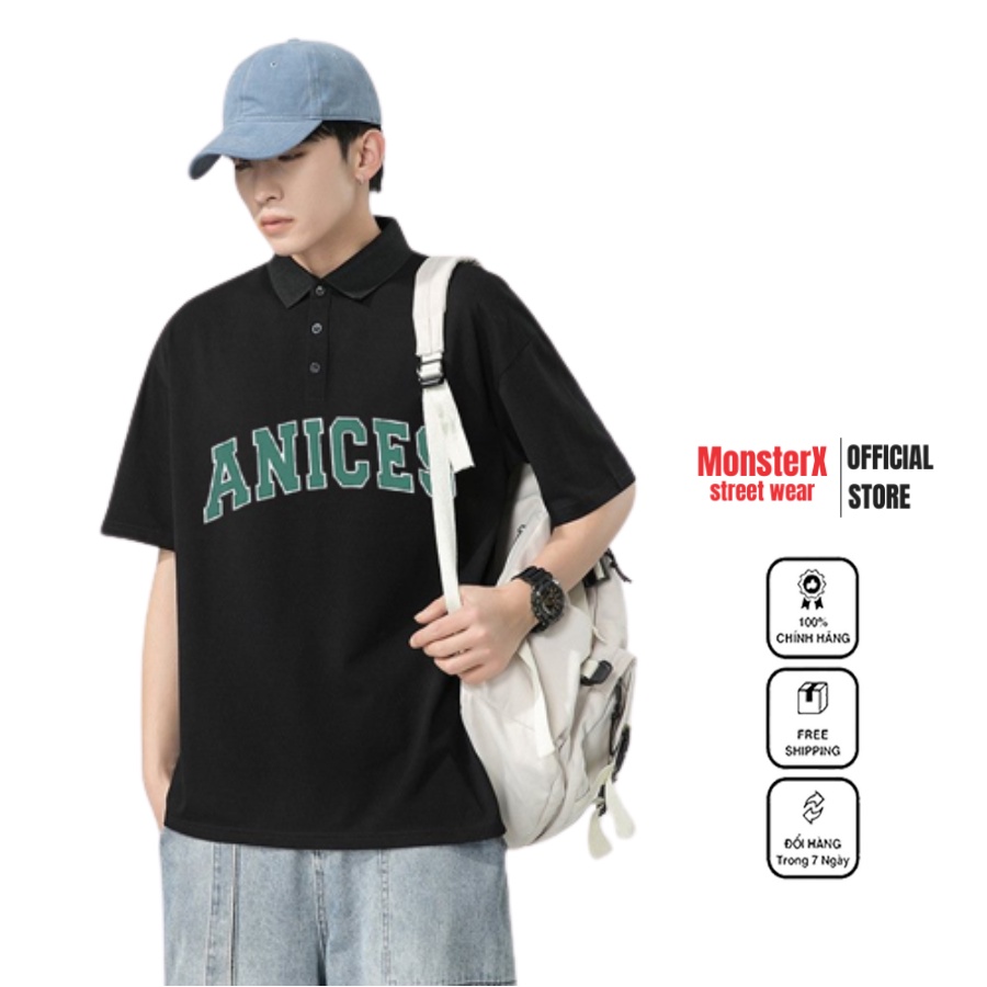 Áo thun polo MONSTER X STREET ANICES phông tay lỡ nam nữ form rộng Local Brand