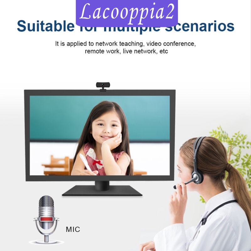 [LACOOPPIA2] Digital 1440P HD Webcam 2K USB 2.0 Camera Cam Video Recording Built-in Mic