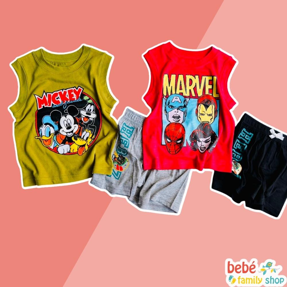 Bộ quần áo bé trai ba lỗ áo phông sát nách cho bé mặc mùa hè chất liệu cotton size 3,4,5,6,7,8 tuổi - STHA