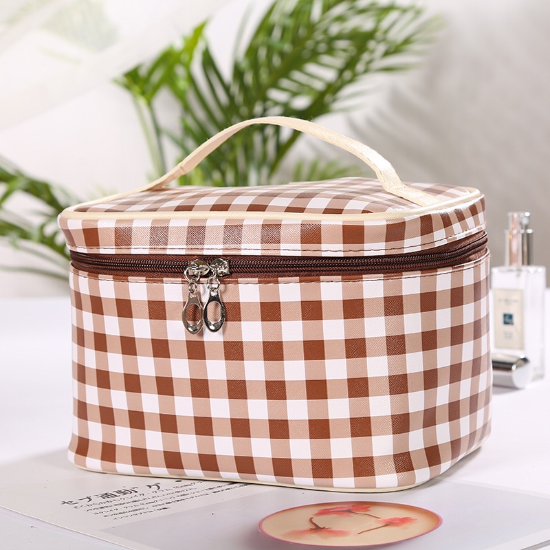 Túi da PU đựng mỹ phẩm xách tay kiểu vuông chống thấm nước tiện lợi cho du lịch