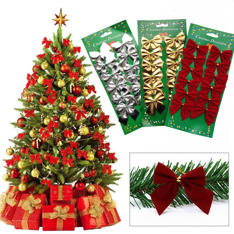 Bộ 12 Nơ Trang Trí Cây Thông Noel